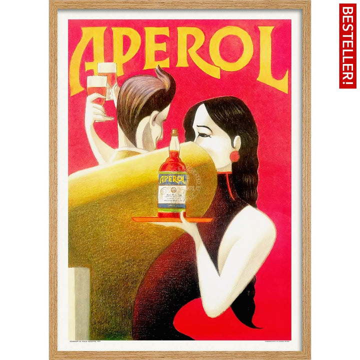 Aperol 1990 | Italy A4 210 X 297Mm 8.3 11.7 Inches / Framed Print: Natural Oak Timber Print Art