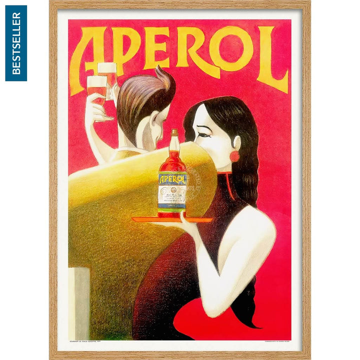 Aperol 1990 | Italy A4 210 X 297Mm 8.3 11.7 Inches / Framed Print: Natural Oak Timber Print Art