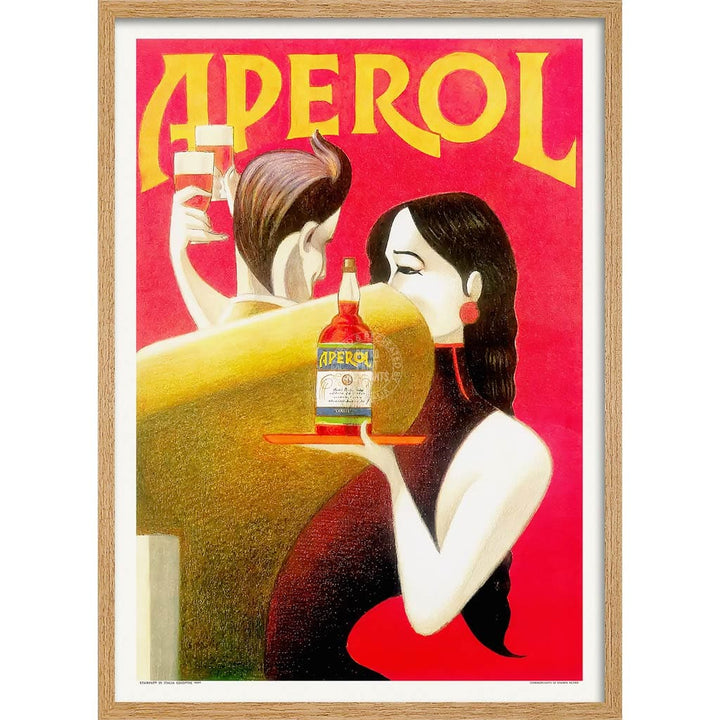 Aperol 1990 | Italy A4 210 X 297Mm 8.3 11.7 Inches / Framed Print: Natural Oak Timber Print Art