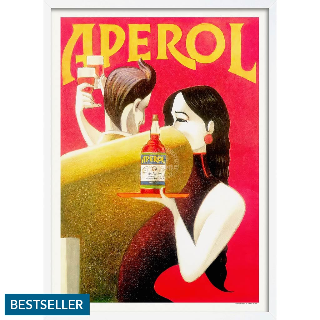 Aperol 1990 | Italy A4 210 X 297Mm 8.3 11.7 Inches / Framed Print: White Timber Print Art