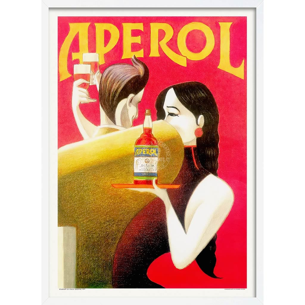 Aperol 1990 | Italy A4 210 X 297Mm 8.3 11.7 Inches / Framed Print: White Timber Print Art