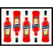 Aperol 5 Bottles | Italy A4 210 X 297Mm 8.3 11.7 Inches / Framed Print: Black Timber Print Art