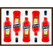 Aperol 5 Bottles | Italy A4 210 X 297Mm 8.3 11.7 Inches / Framed Print: Chocolate Oak Timber Print