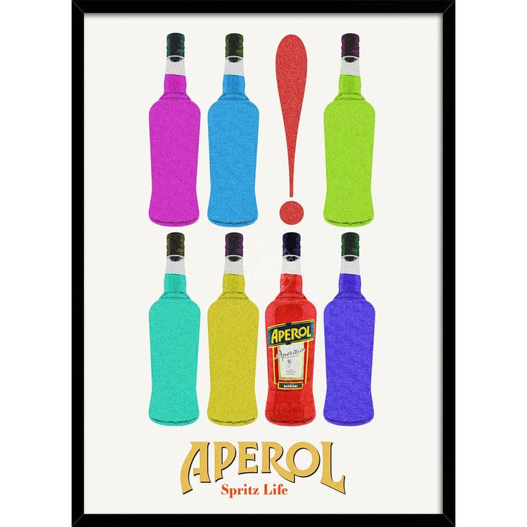 Aperol Bottles | Italy A4 210 X 297Mm 8.3 11.7 Inches / Framed Print: Black Timber Print Art