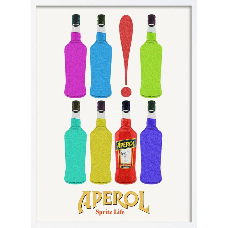 Aperol Bottles | Italy A4 210 X 297Mm 8.3 11.7 Inches / Framed Print: White Timber Print Art