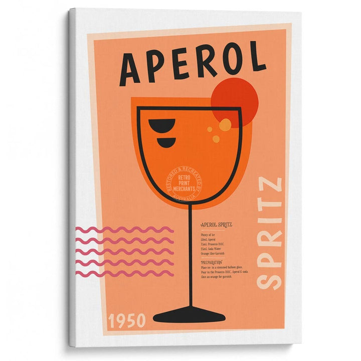 Aperol Spritz Cocktail | Worldwide A4 210 X 297Mm 8.3 11.7 Inches / Stretched Canvas Print Art