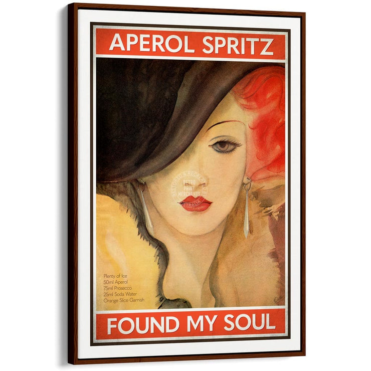 Aperol Spritz: Found My Soul | Worldwide A4 210 X 297Mm 8.3 11.7 Inches / Canvas Floating Frame: