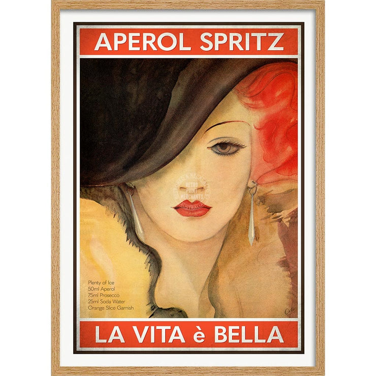 Aperol Spritz: La Vita E Bella | Worldwide A4 210 X 297Mm 8.3 11.7 Inches / Framed Print: Natural