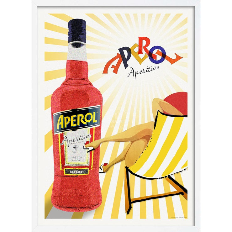 Aperol Sunburst | Italy A4 210 X 297Mm 8.3 11.7 Inches / Framed Print: White Timber Print Art