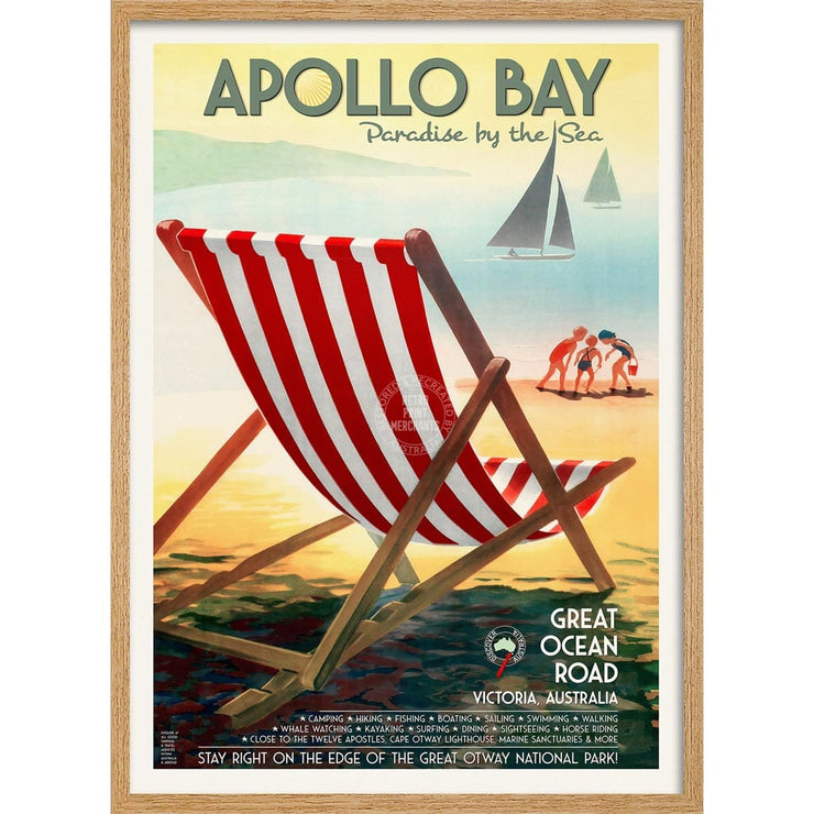 Apollo Bay | Australia A4 210 X 297Mm 8.3 11.7 Inches / Framed Print: Natural Oak Timber Print Art