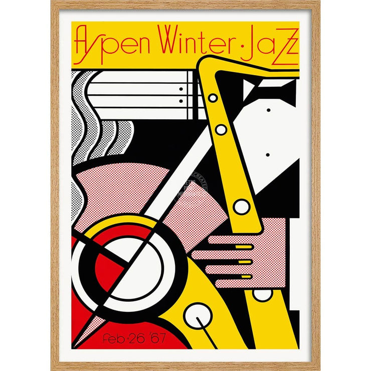 Aspen Winter Jazz | Usa A4 210 X 297Mm 8.3 11.7 Inches / Framed Print: Natural Oak Timber Print Art