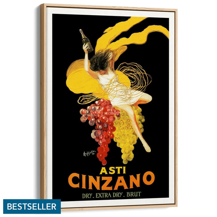 Asti Cinzano | Italy A4 210 X 297Mm 8.3 11.7 Inches / Canvas Floating Frame: Natural Oak Timber