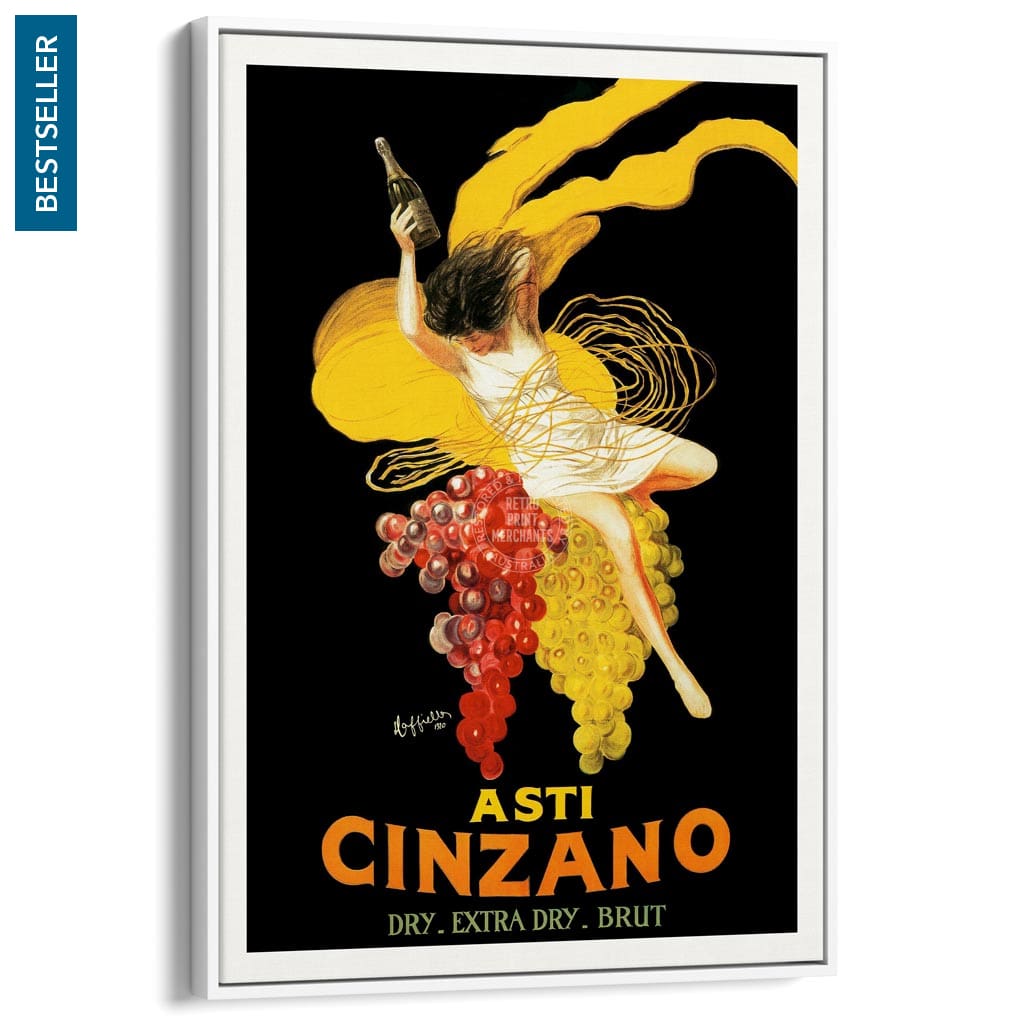 Asti Cinzano | Italy A4 210 X 297Mm 8.3 11.7 Inches / Canvas Floating Frame: White Timber Print Art