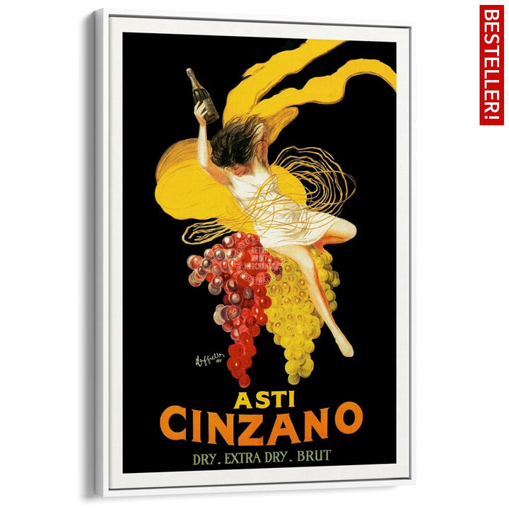 Asti Cinzano | Italy A4 210 X 297Mm 8.3 11.7 Inches / Canvas Floating Frame: White Timber Print Art