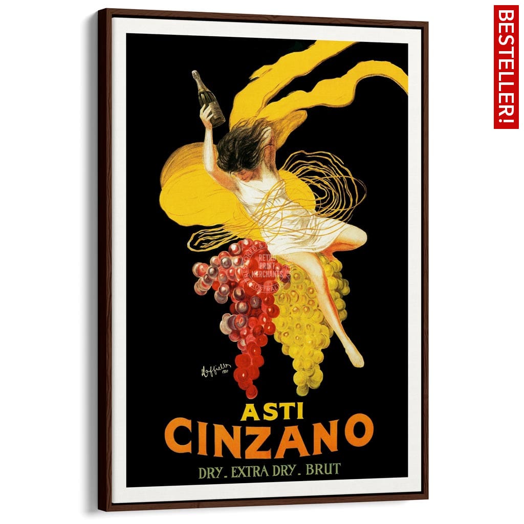 Asti Cinzano | Italy A4 210 X 297Mm 8.3 11.7 Inches / Framed Print: Chocolate Oak Timber Print Art