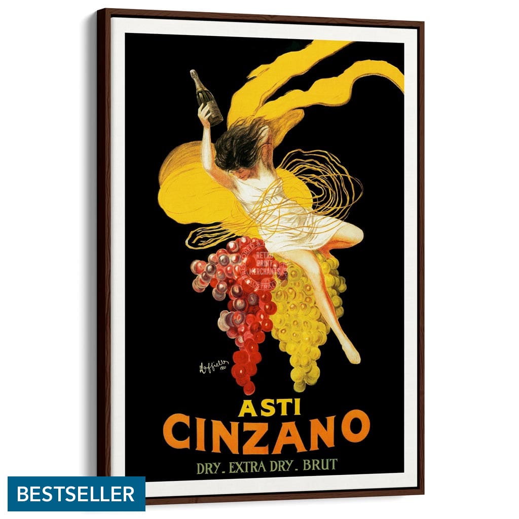 Asti Cinzano | Italy A4 210 X 297Mm 8.3 11.7 Inches / Framed Print: Chocolate Oak Timber Print Art