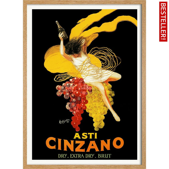 Asti Cinzano | Italy A4 210 X 297Mm 8.3 11.7 Inches / Framed Print: Natural Oak Timber Print Art