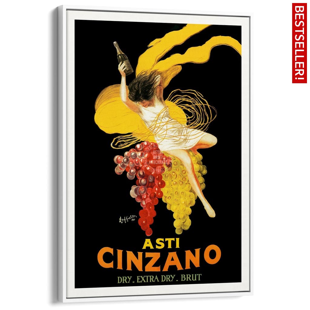 Asti Cinzano | Italy A4 210 X 297Mm 8.3 11.7 Inches / Canvas Floating Frame: White Timber Print Art