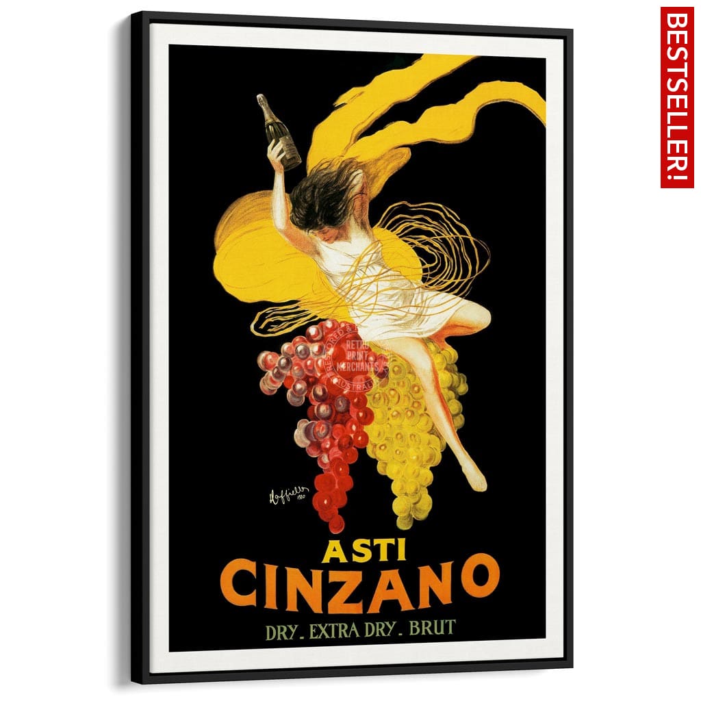Asti Cinzano | Italy A4 210 X 297Mm 8.3 11.7 Inches / Framed Print: Black Timber Print Art
