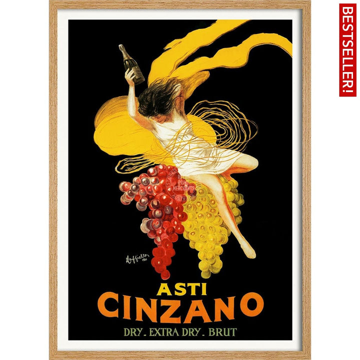Asti Cinzano | Italy A4 210 X 297Mm 8.3 11.7 Inches / Framed Print: Natural Oak Timber Print Art
