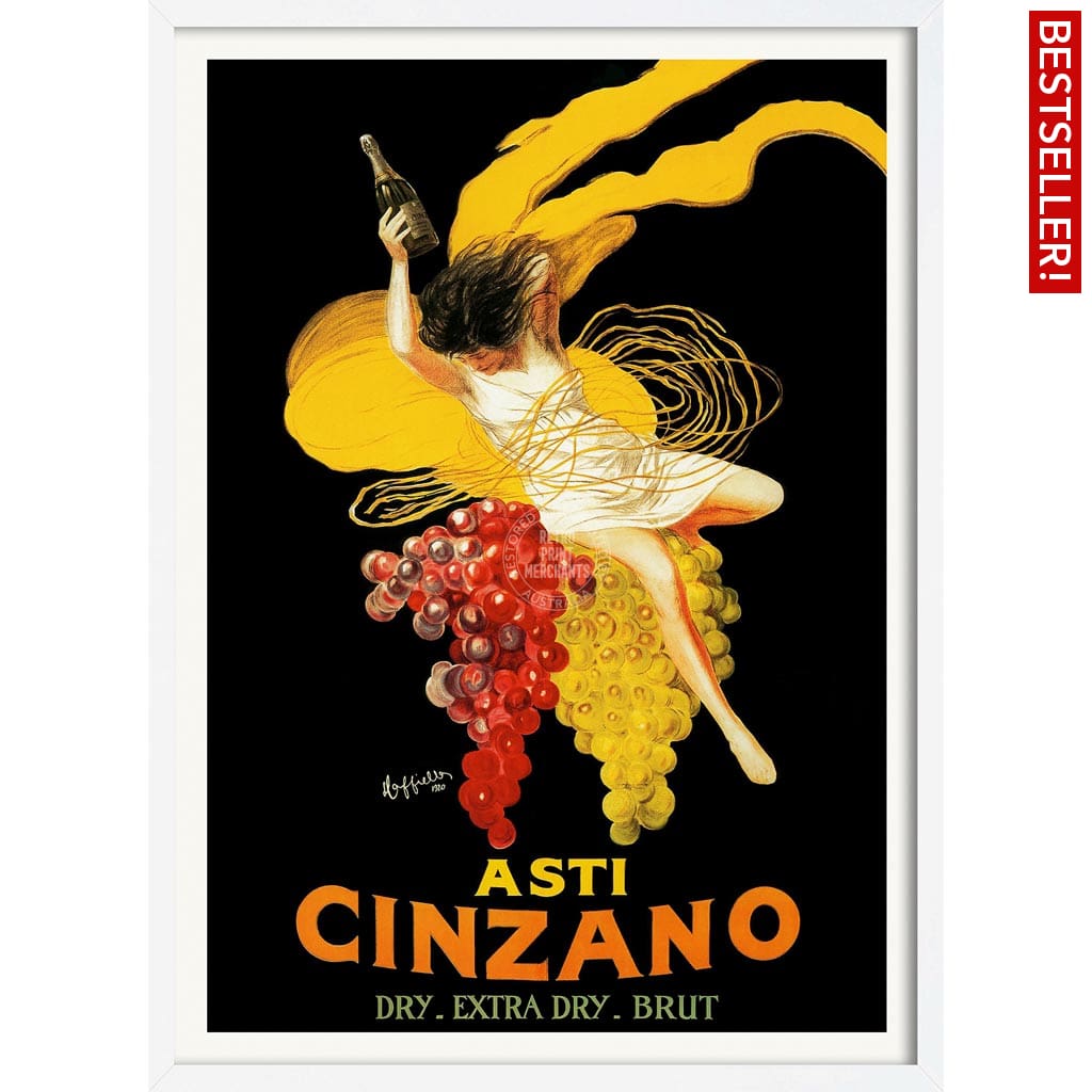 Asti Cinzano | Italy A4 210 X 297Mm 8.3 11.7 Inches / Framed Print: White Timber Print Art