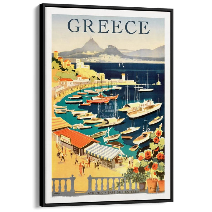Athens | Greece A4 210 X 297Mm 8.3 11.7 Inches / Canvas Floating Frame: Black Timber Print Art