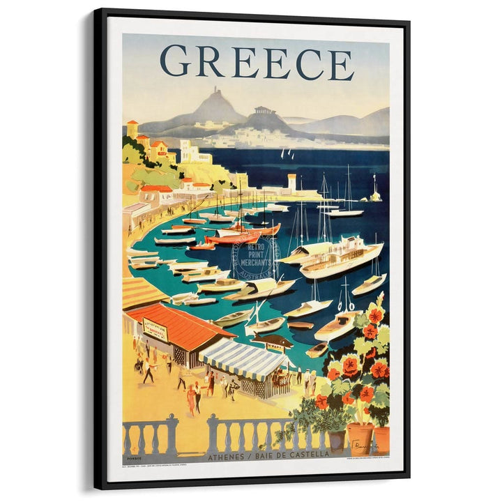 Athens | Greece A4 210 X 297Mm 8.3 11.7 Inches / Canvas Floating Frame: Black Timber Print Art