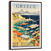 Athens | Greece A4 210 X 297Mm 8.3 11.7 Inches / Canvas Floating Frame: Chocolate Oak Timber Print