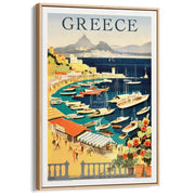Athens | Greece A4 210 X 297Mm 8.3 11.7 Inches / Canvas Floating Frame: Natural Oak Timber Print Art