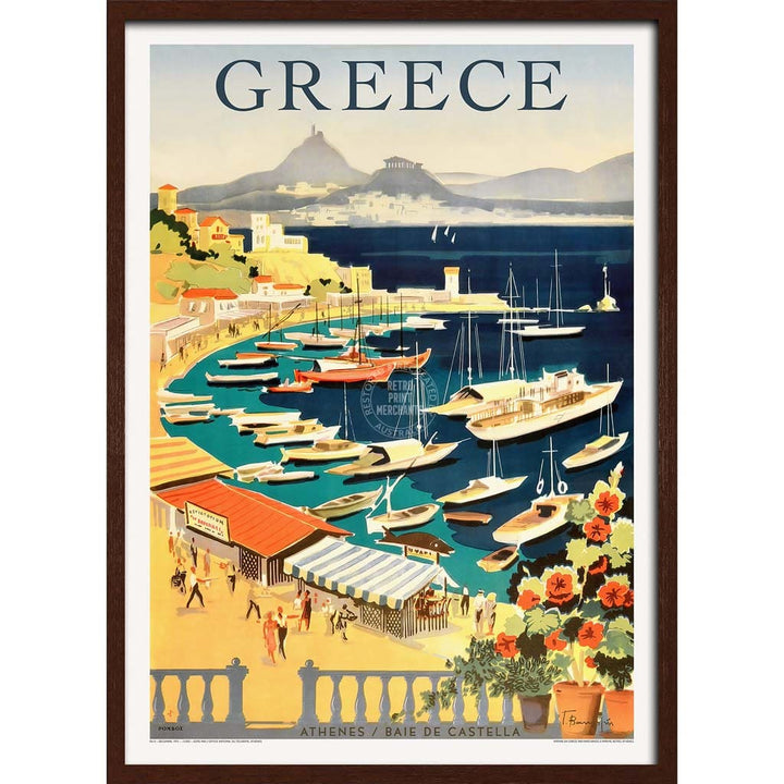 Athens | Greece A4 210 X 297Mm 8.3 11.7 Inches / Framed Print: Chocolate Oak Timber Print Art
