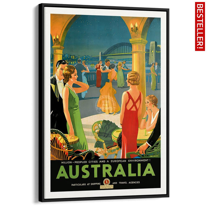 Australia By Trompf | A4 210 X 297Mm 8.3 11.7 Inches / Canvas Floating Frame: Black Timber Print Art