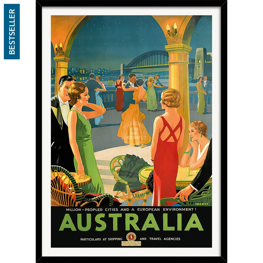 Australia By Trompf | A4 210 X 297Mm 8.3 11.7 Inches / Framed Print: Black Timber Print Art