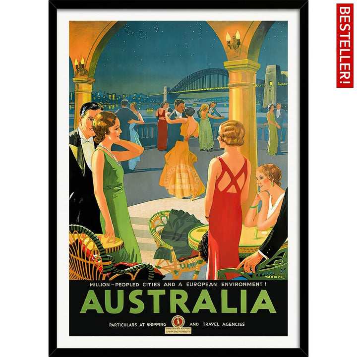 Australia By Trompf | A4 210 X 297Mm 8.3 11.7 Inches / Framed Print: Black Timber Print Art