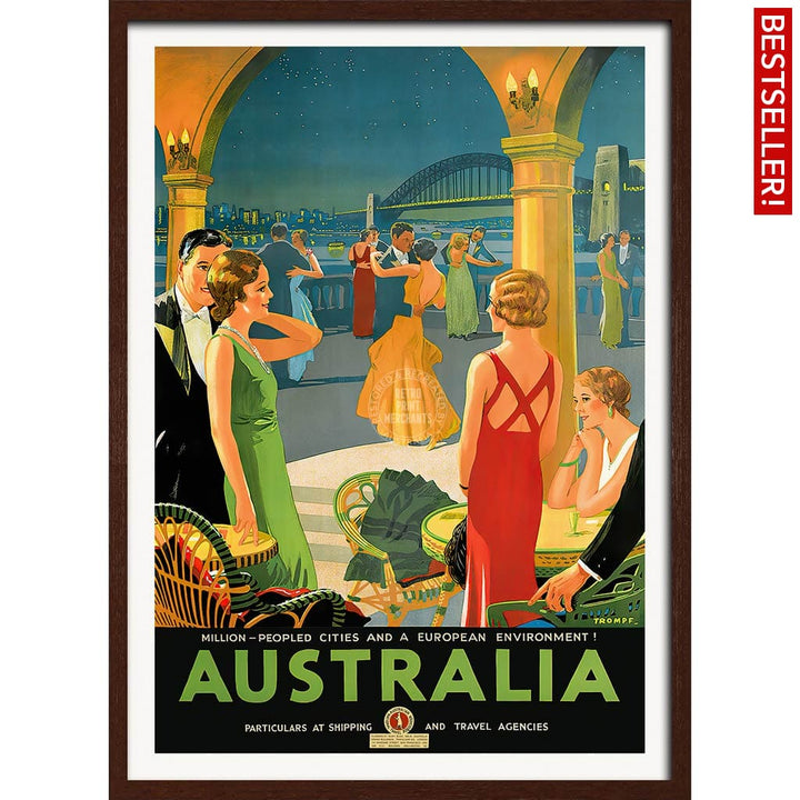 Australia By Trompf | A4 210 X 297Mm 8.3 11.7 Inches / Framed Print: Chocolate Oak Timber Print Art