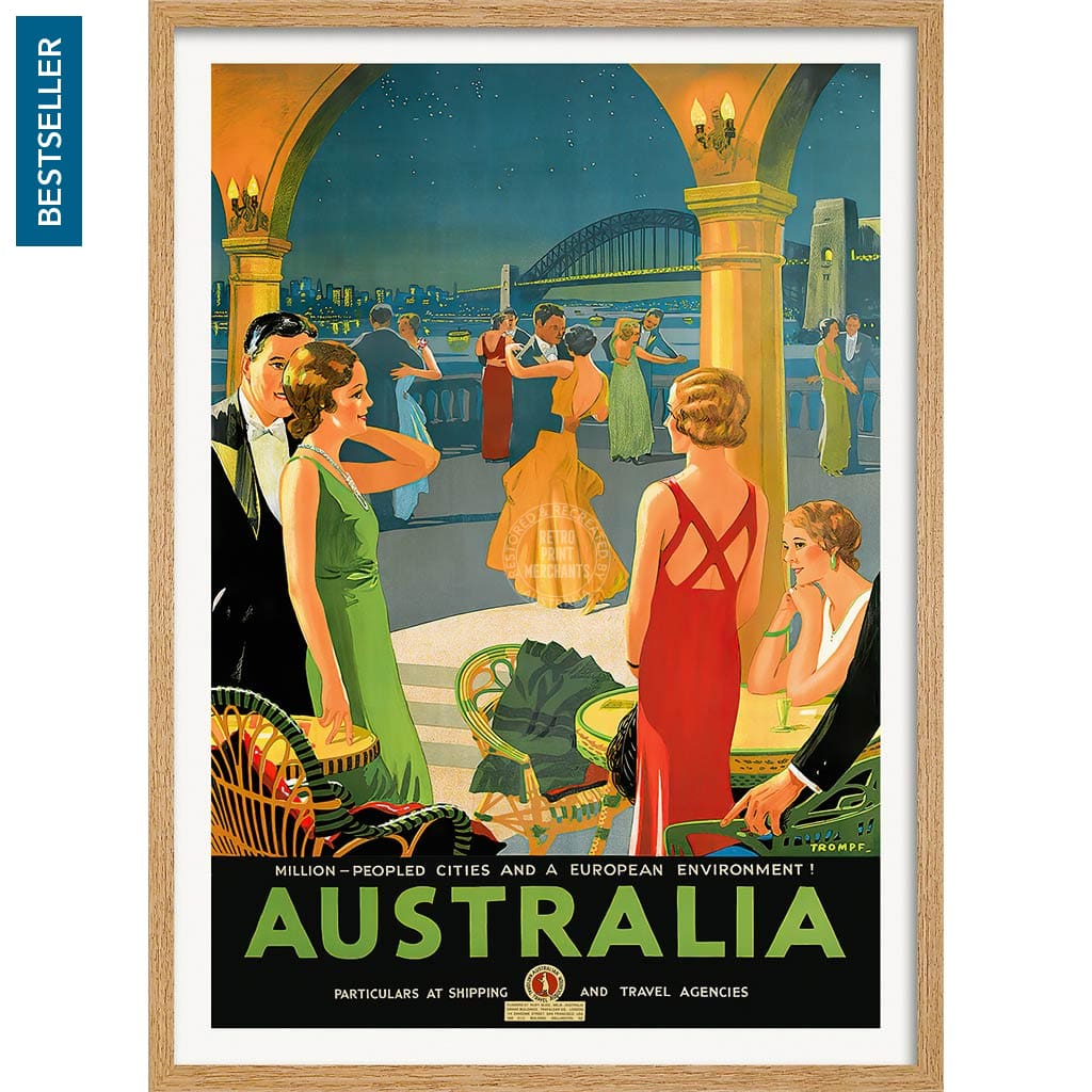 Australia By Trompf | A4 210 X 297Mm 8.3 11.7 Inches / Framed Print: Natural Oak Timber Print Art