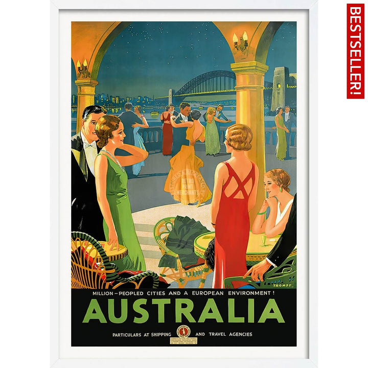 Australia By Trompf | A4 210 X 297Mm 8.3 11.7 Inches / Framed Print: White Timber Print Art