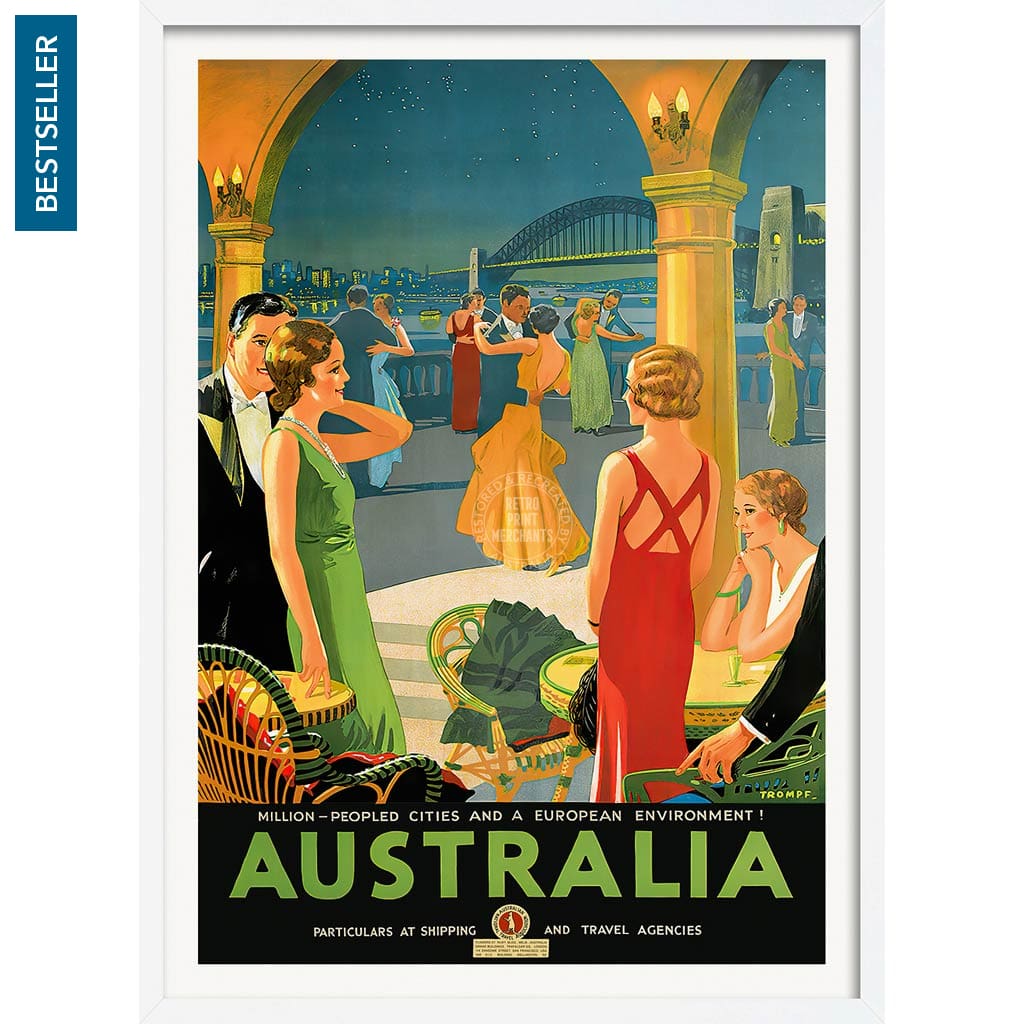 Australia By Trompf | A4 210 X 297Mm 8.3 11.7 Inches / Framed Print: White Timber Print Art