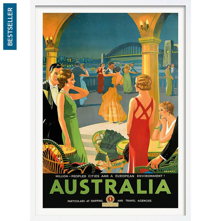 Australia By Trompf | A4 210 X 297Mm 8.3 11.7 Inches / Framed Print: White Timber Print Art
