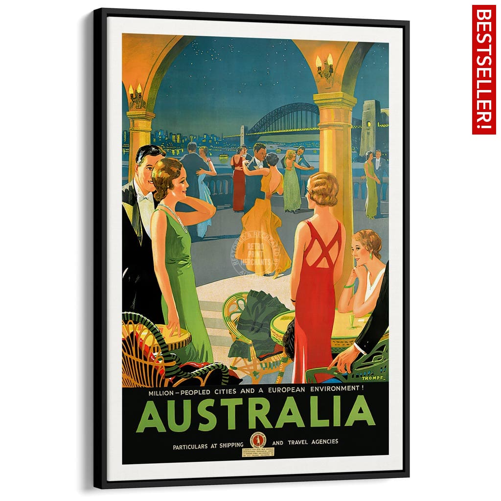 Australia By Trompf | A4 210 X 297Mm 8.3 11.7 Inches / Canvas Floating Frame: Black Timber Print Art