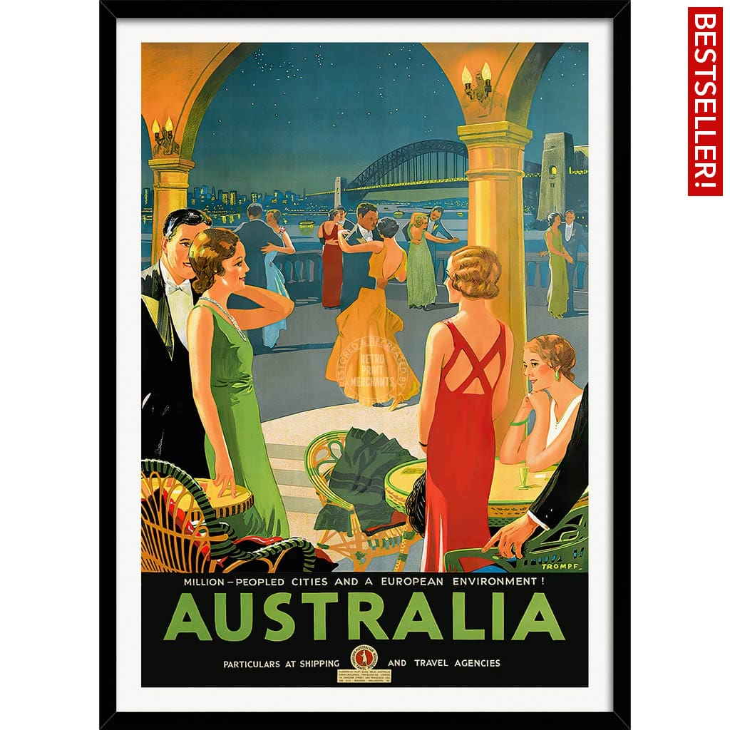Australia By Trompf | A4 210 X 297Mm 8.3 11.7 Inches / Framed Print: Black Timber Print Art