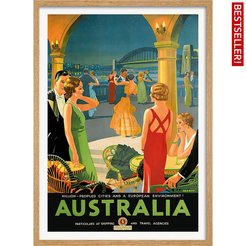 Australia By Trompf | A4 210 X 297Mm 8.3 11.7 Inches / Framed Print: Natural Oak Timber Print Art
