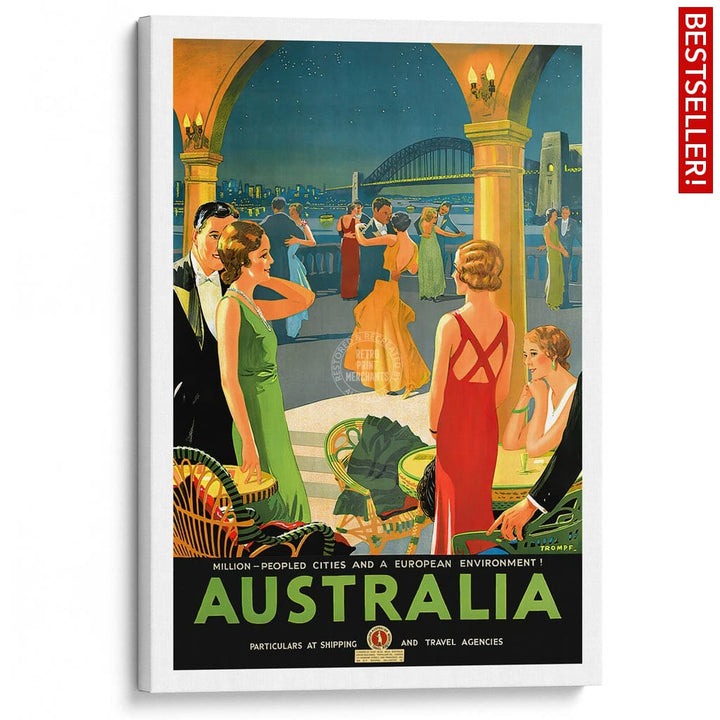 Australia By Trompf | A3 297 X 420Mm 11.7 16.5 Inches / Stretched Canvas Print Art
