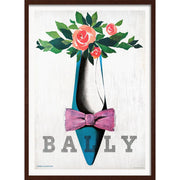 Bally Blue Shoe Pink Bow | Switzerland A4 210 X 297Mm 8.3 11.7 Inches / Framed Print: Chocolate Oak