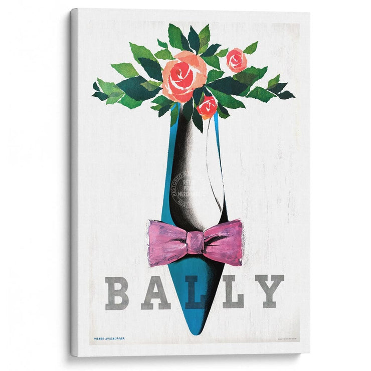Bally Blue Shoe Pink Bow | Switzerland A3 297 X 420Mm 11.7 16.5 Inches / Stretched Canvas Print Art