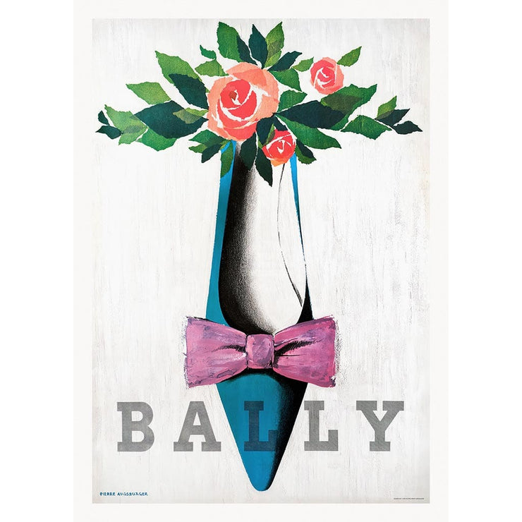 Bally Blue Shoe Pink Bow | Switzerland A3 297 X 420Mm 11.7 16.5 Inches / Unframed Print Art