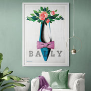 Bally Blue Shoe Pink Bow | Switzerland Print Art