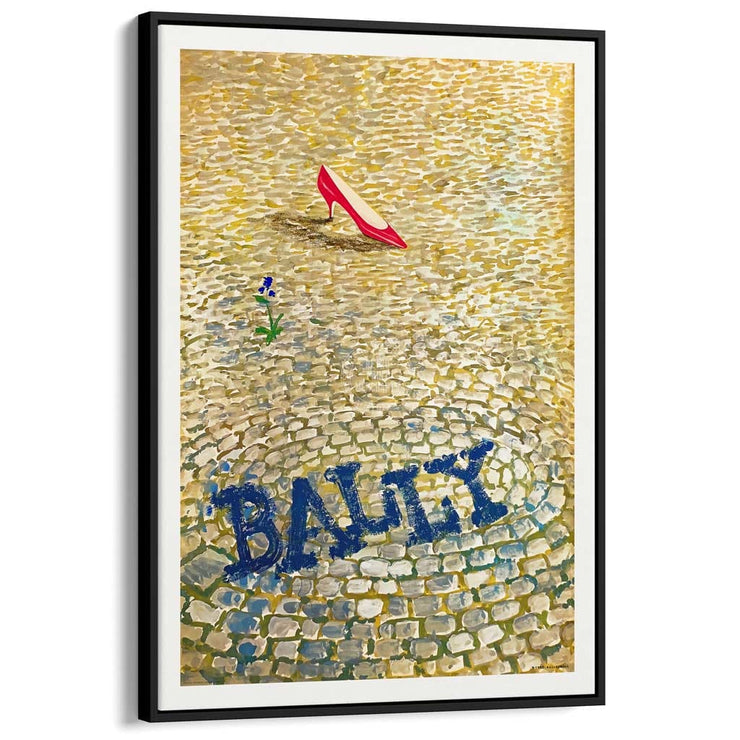 Bally Red Shoe | Switzerland A4 210 X 297Mm 8.3 11.7 Inches / Canvas Floating Frame: Black Timber