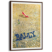 Bally Red Shoe | Switzerland A4 210 X 297Mm 8.3 11.7 Inches / Canvas Floating Frame: Chocolate Oak