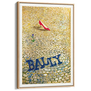 Bally Red Shoe | Switzerland A4 210 X 297Mm 8.3 11.7 Inches / Canvas Floating Frame: Natural Oak