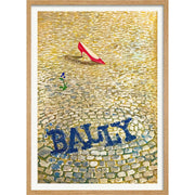 Bally Red Shoe | Switzerland A4 210 X 297Mm 8.3 11.7 Inches / Framed Print: Natural Oak Timber Print